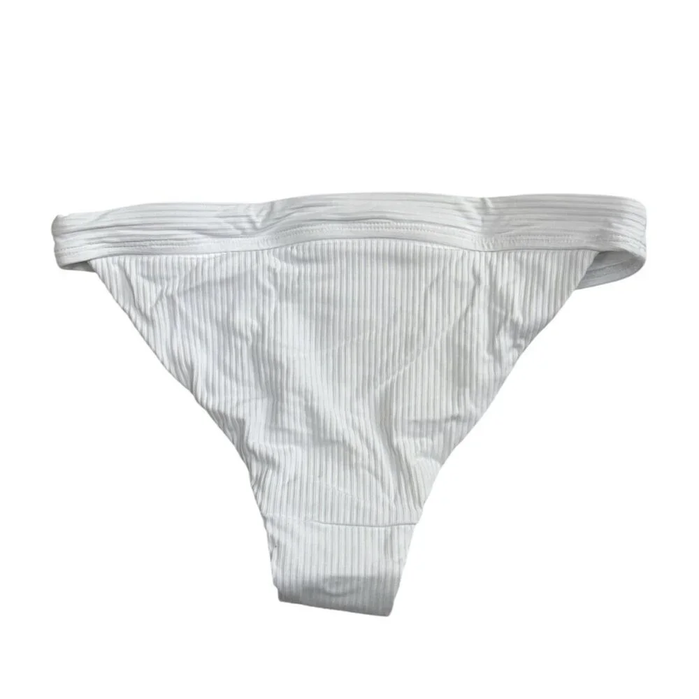 Andie Women's XS Banded Cheeky Rib Swim Bottom Bikini‎ White NWT